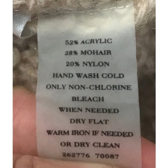 ANN TAYLOR Chunky Knit Deep Cowl Neck Mohair Blend Knit Sweater Sand Size L - Picture 5 of 5